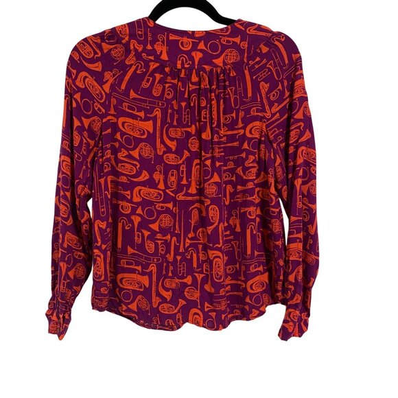 Anthropologie 52 Conversations  Colloquil Yoked Toot Your Own Horn Blouse Size 2 - Picture 6 of 8